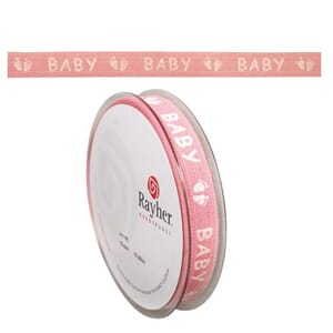 Dekorbånd - Baby, baby pink, 1.5cm