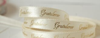 Papirdesign: Bånd - gratulerer, beige