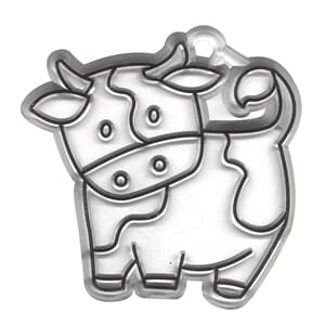 Figur i akryl - cow, 6x6 cm. Med hull for oppheng