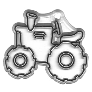 Figur i akryl - tractor, 6x5,5 cm. Med hull for oppheng