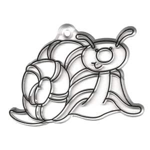 Figur i akryl - snail, 6x8 cm. Med hull for oppheng