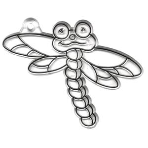 Figur i akryl - dragonfly, 7x9 cm. Med hull for oppheng