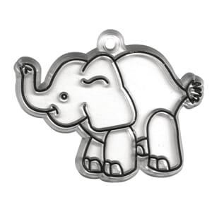 Figur i akryl - elephant, 8x6 cm. Med hull for oppheng