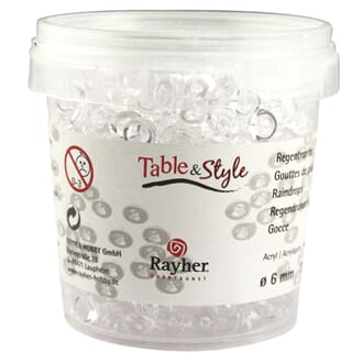 Regndråper i plastikk - Klar ø 6 mm, 90g