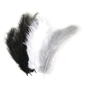 Fjær Mix pakke - Sort/ Hvit/ Grå farger, 10-15cm