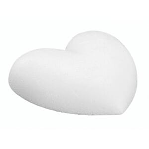 Isopor - Hjerte 15 cm, flat bakside