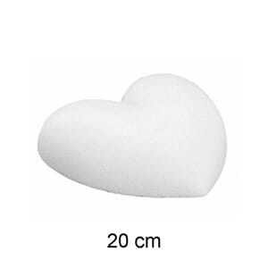Isopor - Hjerte 20cm, flat bakside
