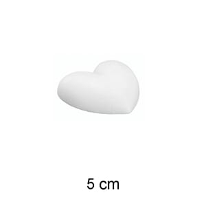 Isopor - Hjerte 5 cm, flat bakside