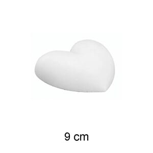 Isopor - Hjerte 9 cm, flat bakside