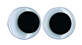 Rulle øyne - Sorte 25mm, 10 stk