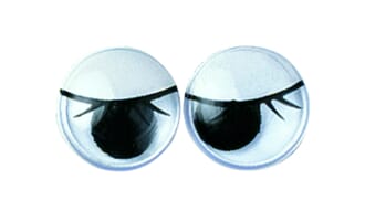 Øyne runde m/vipper plastikk - 12mm, 8 stk