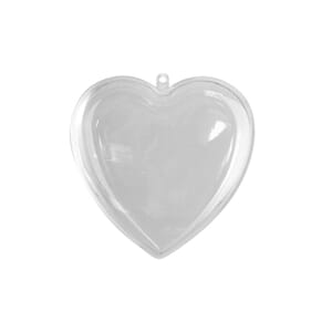 Delbart hjerte - ø 8 cm, 2 deler klar plast