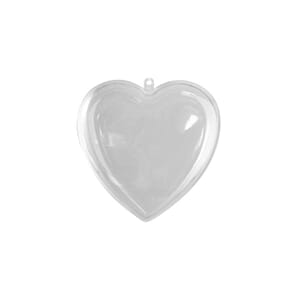 Delbart hjerte - ø 6 cm, 2 deler klar plast