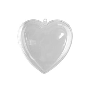 Delbart hjerte - ø 10 cm, 2 deler klar plast