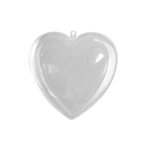 Delbart hjerte - ø 10 cm, 2 deler klar plast