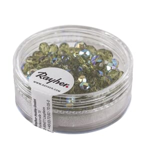 Glassperle fasettslipt 4mm ø - Olive - Iriserende