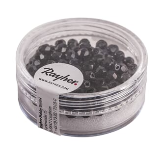 Glassperle fasettslipt 4mm ø - Black - Ikke iriserende