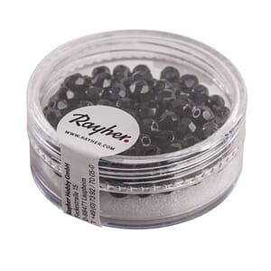Glassperle fasettslipt 4mm ø - Black - Ikke iriserende