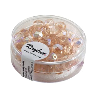 Glassperle fasettslipt 6mm ø - Rose quartz - Iriserende