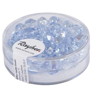 Glassperle fasettslipt 6mm ø - Aquamarin - Iriserende