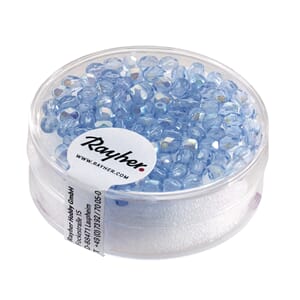 Glassperle fasettslipt 3mm ø - Aquamarin - Iriserende
