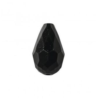 Fasettert glassperle, dråpe, black, 1/Pkg