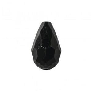 Fasettert glassperle, dråpe, black, 1/Pkg