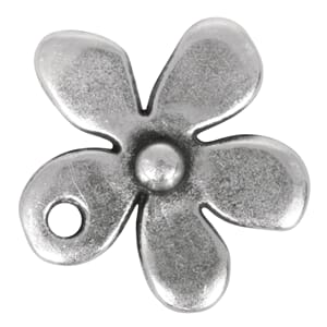 Charms - Flower, oxidized silver, 13mm