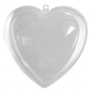 Delbart hjerte - ø 14 cm, 2 deler klar plast