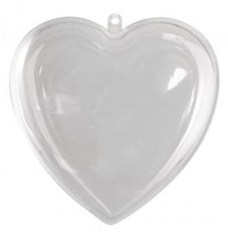 Delbart hjerte - ø 14 cm, 2 deler klar plast