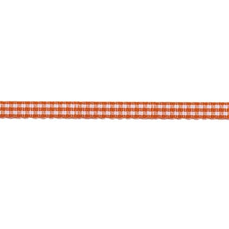 Dekorbånd - Oransj og hvit rutet bånd, 5 mm