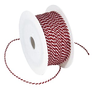 Tvinnet dekortråd i rødt og hvitt, 2 mm