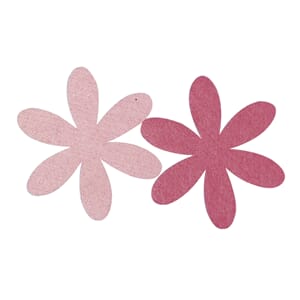 Filt blomster - Rosa/Lysrosa, str 6+9 cm