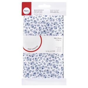 Tekstil lapp - Blomstret blå, str 100x70 cm