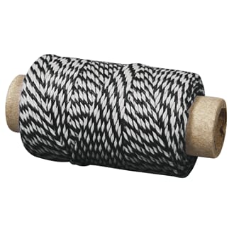 Twine - Sort & Hvit, 1mm, 35 meter
