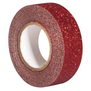 Glittertape - Klassisk rød, 15mm x 5 m