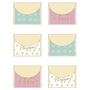 Små dekorkonvolutter - Happy, 6/Pkg