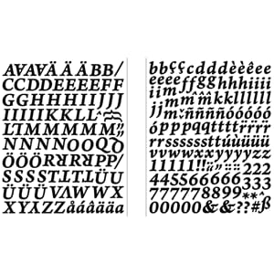 Alfabet klistremerker - Sort skrift 2, ark str 22x27.5 cm