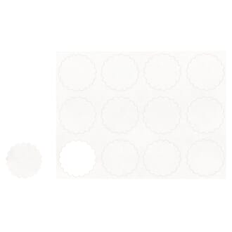 Etiketter hvit - Rund med dekorkant, 12/Pkg