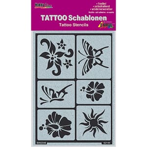 Tattoo Stencil - Sun, flowers, butterflies