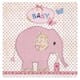 Serviett 33x33 cm - Babyrosa Elefant