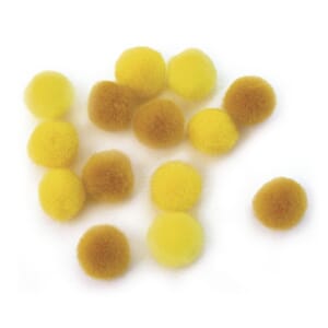 Pompons Gul toner - 15 mm, 60 stk