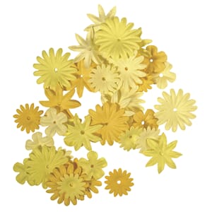 Papirblomster - Yellow tones, str 1,5-2,5 cm