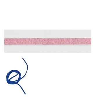 Semsket skinnsnor - Lys rosa, 3 mm x 2.5 m