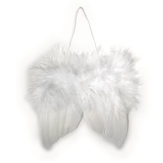 Englevinger av fjær - Hvitfarget, 10 cm, 2/Pkg
