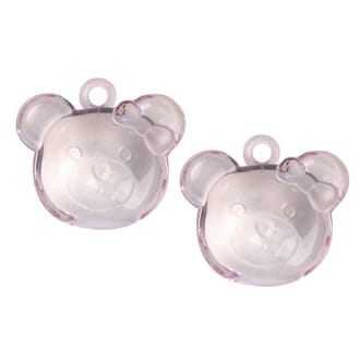 Babydekor i akryl - Lyserosa bamse, 38 mm, 6/Pkg