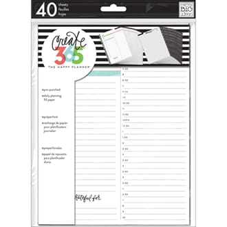 Create 365 Classic Planner Fill Paper - White Daily, 40/Pkg