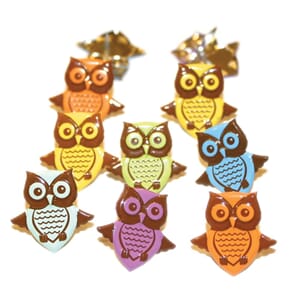 Eyelet Outlet: Owls Pastel - Shape Brads 12/Pkg