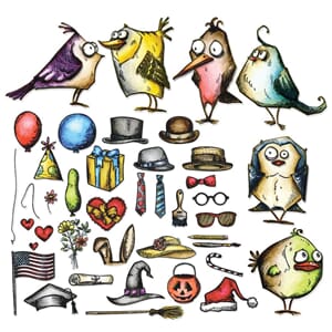 Sizzix: Mini Bird Crazy & Things Framelits Dies, 51/Pkg