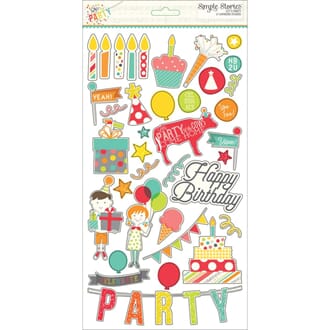 Simple Stories: Lets Party Chipboard Stickers, 6x12 inch